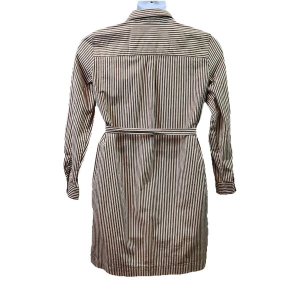 Ann Taylor Womens Shirt Dress Button Down Grey White Pin Stripe Cotton Blend 10 - Picture 3 of 10